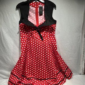 NWT AYLI Red‎ White POLKADOt Fit And Flare 1950 Glamorous RETRO 16 Minie Mouse